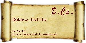 Dubecz Csilla névjegykártya